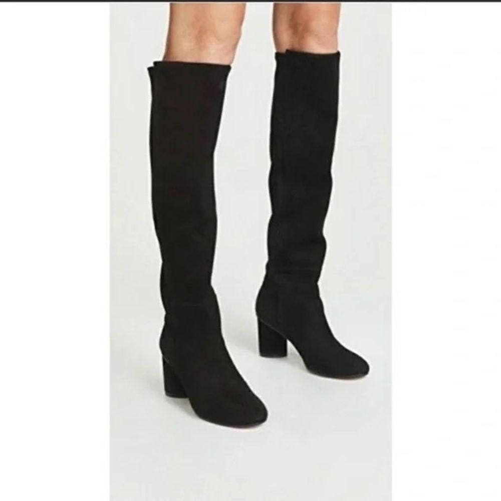 Stuart Weitzman Black Suede Knee-High Eloise 75 Boots sz 10